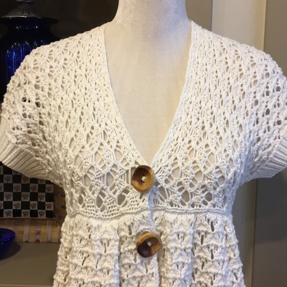 Free People Cool Cream Crocheted Layering Tunic - Picture 2 of 6